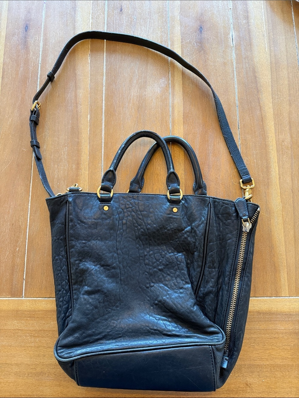 Marc by Marc Jacobs Black Leather Tote with Gold Hardware - Picture 3 of 6